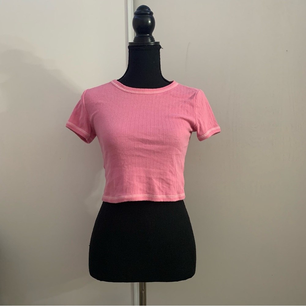 Forever 21 Women's Pink Ribbed Crop-top